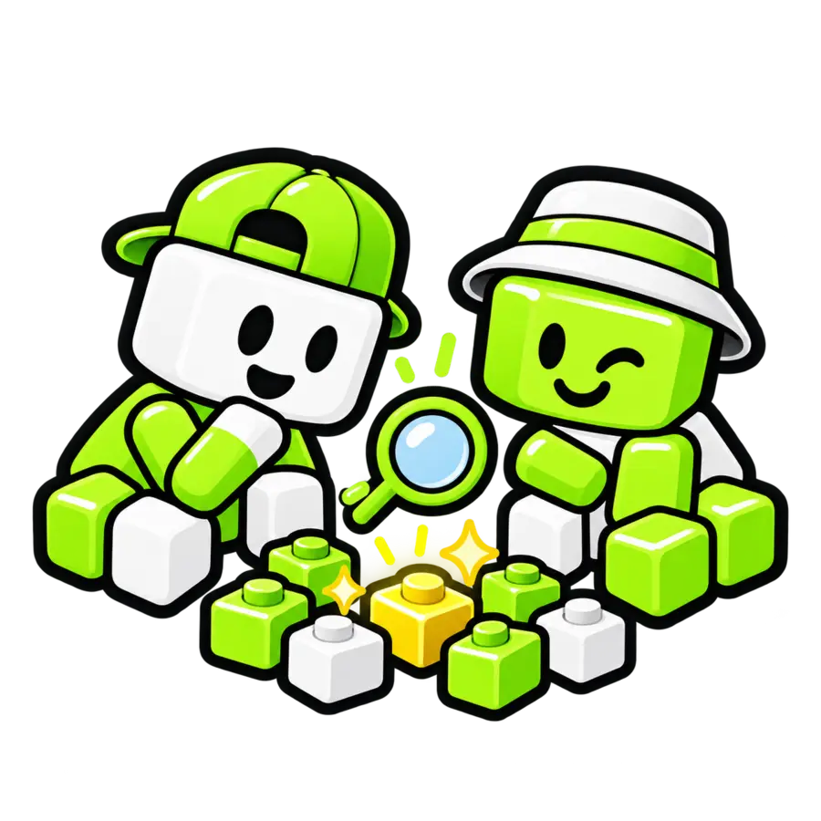 BrickzBack artwork of builders exploring possible builds.